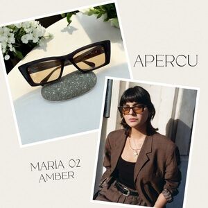 APERCU Eyewear Maria 2 Sunglasses in Amber black square Hollywood glam